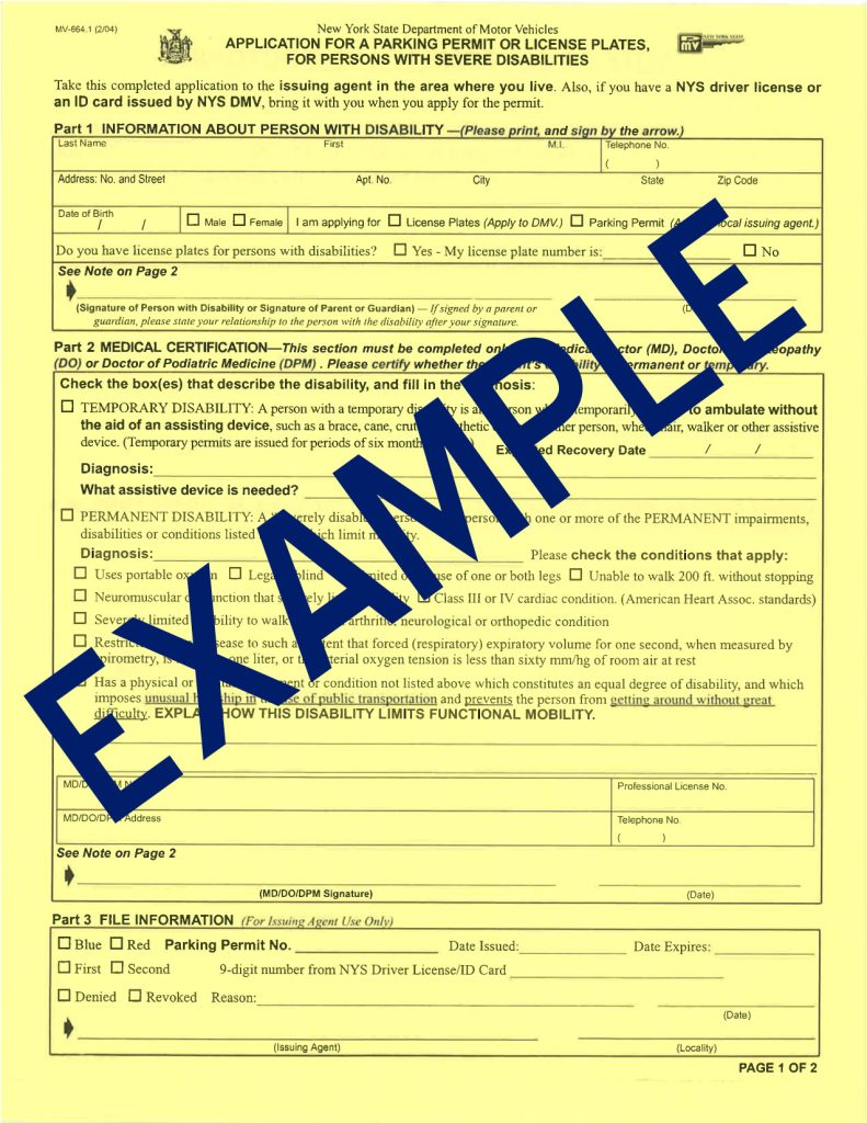 Town of Hartsville Parking Permit example